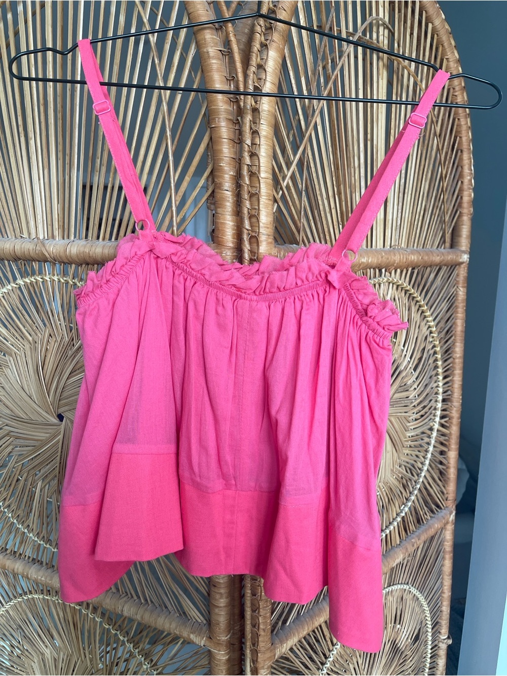 Pink Ruffle-Trim Spaghetti Strap Tank Top - Picture 4 of 5